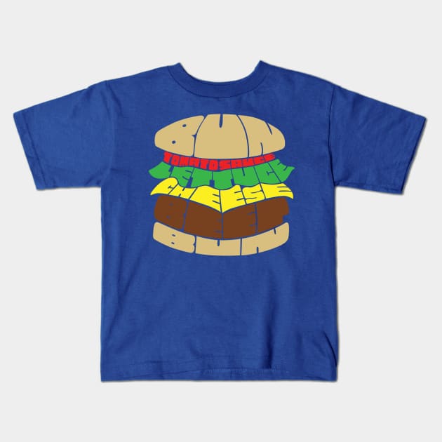 Burger Words Kids T-Shirt by caravantshirts